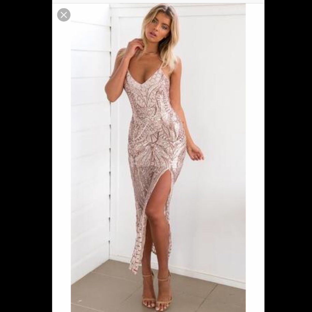 Rose gold sequin dress